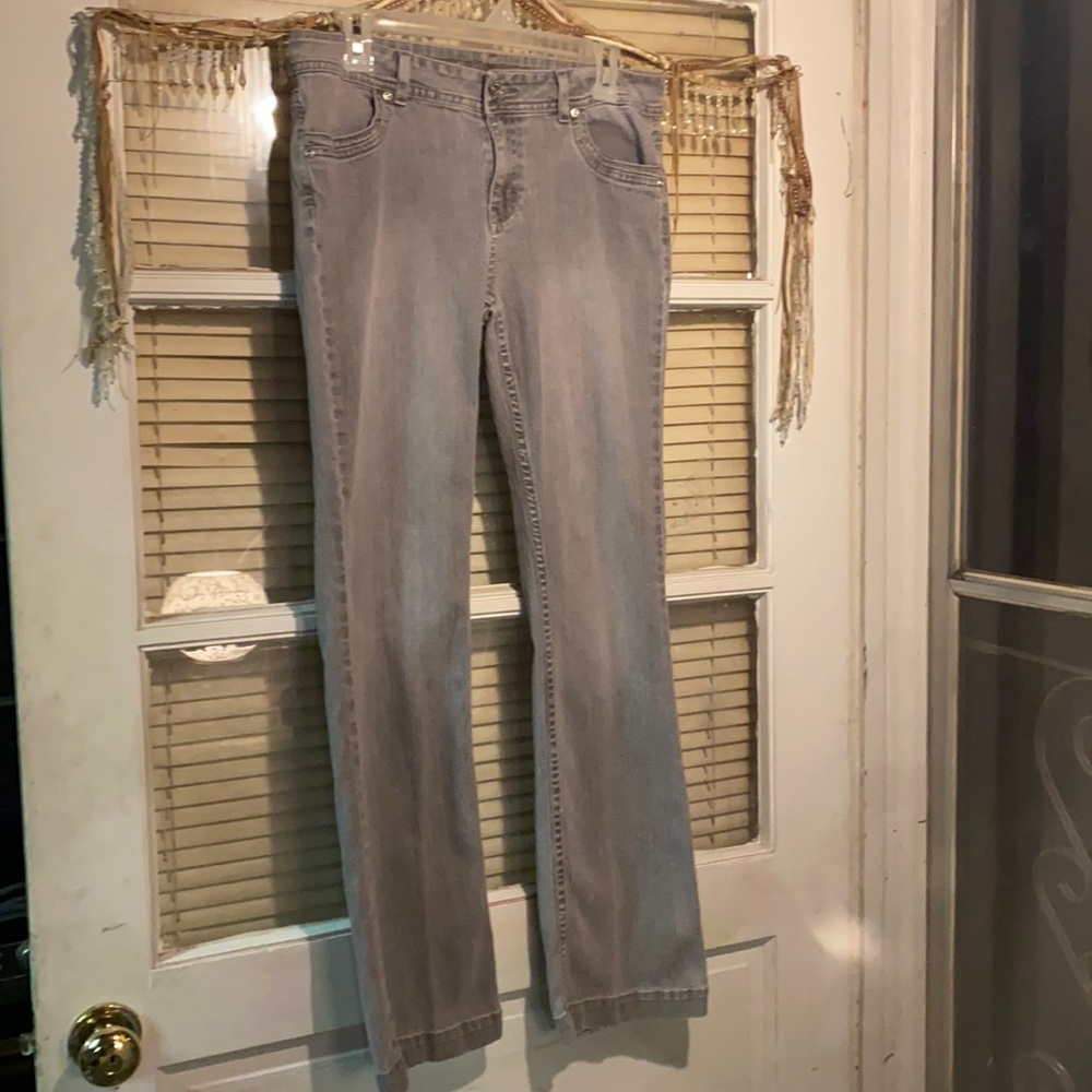 THREE Grey Straight Leg Low Riders- Sz 10 Excellent Condition